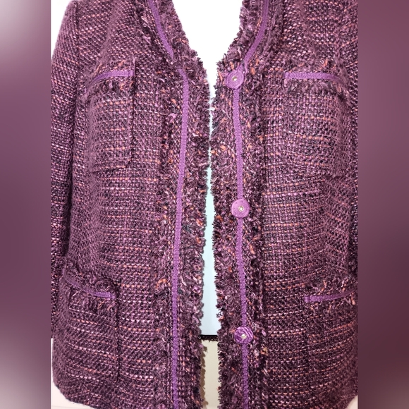 VINTAGE Charter Club Notch Style Jacket Purple & Pink Fringed Size M… - Picture 2 of 10